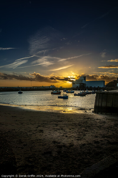 Folkestone Harbour sunset Picture Board by Derek Griffin