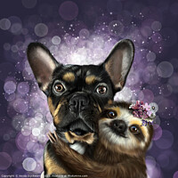 Buy canvas prints of Frenchie and cute Sloth by Nicola Duckworth