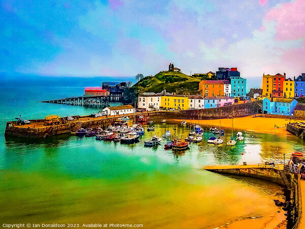 Vibrant Tenby Harbour Picture Board by Ian Donaldson