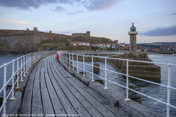 Whitby East Pier Picture Board by Darrell Evans