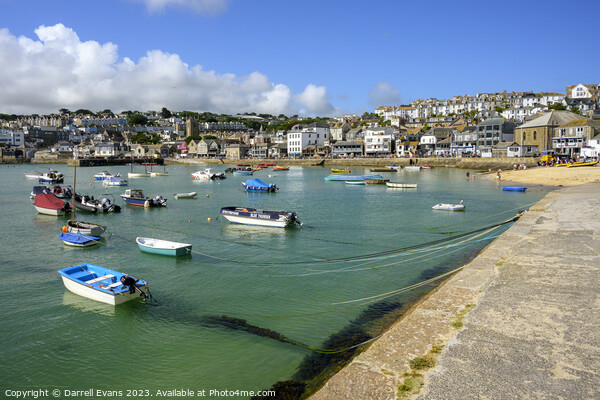 St Ives and boats Picture Board by Darrell Evans