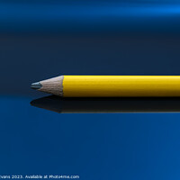 Buy canvas prints of Yellow pencil on a blue background by Darrell Evans