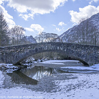 Buy canvas prints of Grange bridge in snow by Darrell Evans
