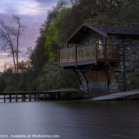 Buy canvas prints of Boathouse at Sunset by Darrell Evans