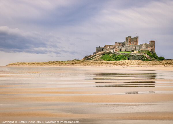 Across the sand to Bamburgh Castle Picture Board by Darrell Evans