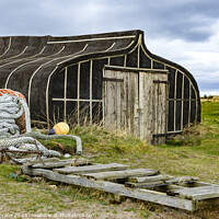 Buy canvas prints of Lindisfarne Shed by Darrell Evans