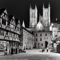 Buy canvas prints of Lincoln Cathedral Nighttime Monochrome  by Thomson Duff