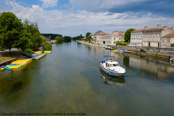 scenic view of Charente river in Jarnac, Charente, Poitou-Charentes, Aquitaine Picture Board by Chris Mann