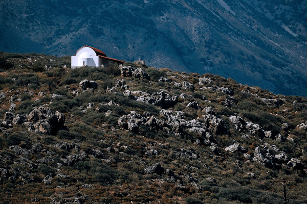 Chapel on mountainside in Crete Greece Picture Board by Chris Mann