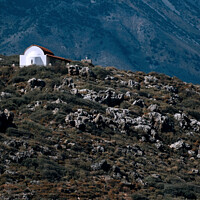 Buy canvas prints of Chapel on mountainside in Crete Greece by Chris Mann