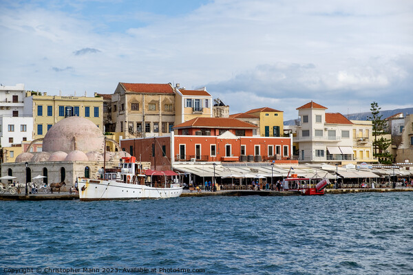 Harbour waterfront, Chania, Crete, Greece Picture Board by Chris Mann