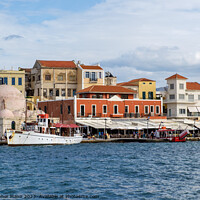 Buy canvas prints of Harbour waterfront, Chania, Crete, Greece by Chris Mann