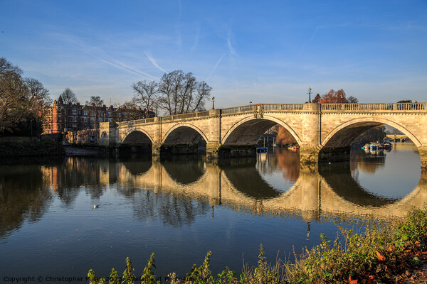 Richmond Bridge, River Thames, London, England Picture Board by Chris Mann