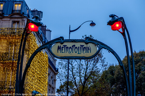 Art Deco entrance sign for the Paris Metro Picture Board by Chris Mann