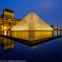 Buy canvas prints of Blue and Gold - Louvre Museum Pyramid 
