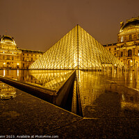 Buy canvas prints of Painted with Gold - Louvre Museum Pyramid Paris by Chris Mann