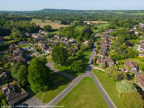 Aerial view of Shamley Green, Surrey UK looking west Picture Board by Chris Mann