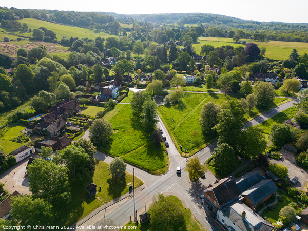 Aerial view of Shamley Green Surrey UK looking east Picture Board by Chris Mann