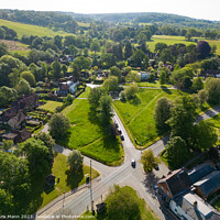 Buy canvas prints of Aerial view of Shamley Green Surrey UK looking east by Chris Mann