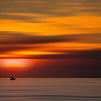 Buy canvas prints of Boat on the horizon with sunrise (Horizon Dreams) by Martyn Large
