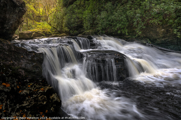 Waterfall on River Arklet in the Trossachs Picture Board by Peter Paterson