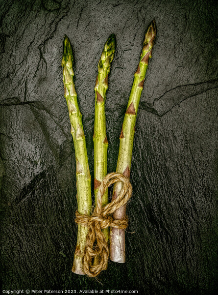 Asparagus Stalks on Slate Picture Board by Peter Paterson
