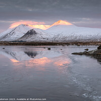 Buy canvas prints of Sunrise over Lochan Nah Achlaise by Peter Paterson