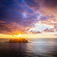 Buy canvas prints of Sunset over Godrevy Lighthouse by Matthew Grey