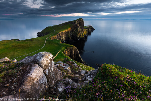 Neist Point Lighthouse at Sunset, Isle of Skye Picture Board by Fraser Duff