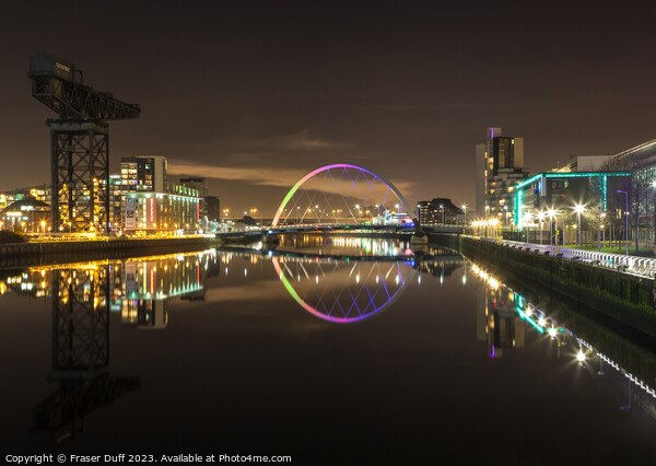 Night Reflections on the River Clyde, Glasgow Picture Board by Fraser Duff