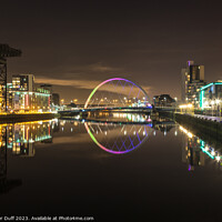 Buy canvas prints of Night Reflections on the River Clyde, Glasgow by Fraser Duff