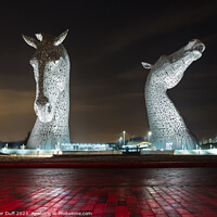 Buy canvas prints of The Kelpies at Night, Falkirk, Scotland by Fraser Duff