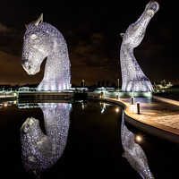 Buy canvas prints of The Kelpies at Night, Falkirk, Scotland by Fraser Duff