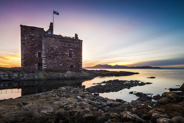 Portencross Castle at Dusk, Ayrshire, Scotland Picture Board by Fraser Duff
