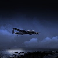 Buy canvas prints of Lancaster Bomber Coasting In at Night by Gordon Elias