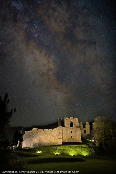 Oystermouth Castle Swansea with the Milky Way Core Picture Board by Terry Brooks