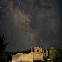 Buy canvas prints of Oystermouth Castle Swansea with the Milky Way Core by Terry Brooks