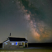 Buy canvas prints of The Old Coastguard Station in Rhossili, Gower, Wales ft the Milky Way Core by Terry Brooks