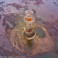 Buy canvas prints of Aerial Photograph of Whiteford Lighthouse Lovely Muted Colours by Terry Brooks