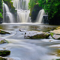 Buy canvas prints of Penllergaer Waterfall Portrait format by Terry Brooks