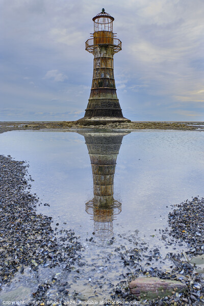 Whiteford Lighthouse The Gower Reflection Picture Board by Terry Brooks