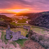 Buy canvas prints of Pennard Castle and Three Cliffs Bay Sunset by Terry Brooks