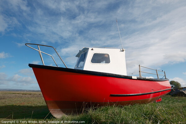 Old Red Boat Penclawdd Gower Picture Board by Terry Brooks