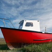 Buy canvas prints of Old Red Boat Penclawdd Gower by Terry Brooks