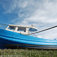 Buy canvas prints of Old Blue Boat Penclawdd Gower by Terry Brooks