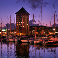 Buy canvas prints of Swansea Marina at Night by Terry Brooks