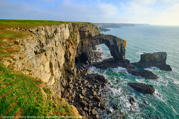The Green Bridge of Wales Pembrokeshire Picture Board by Terry Brooks