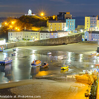 Buy canvas prints of Tenby Harbour at Night by Terry Brooks