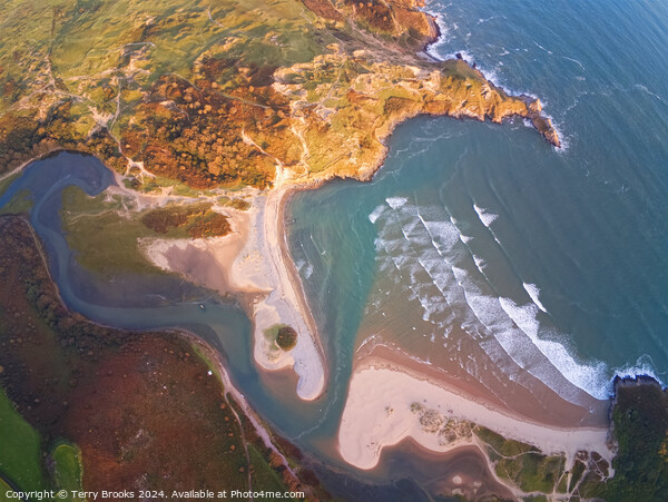 Three Cliffs Bay Aerial View Picture Board by Terry Brooks