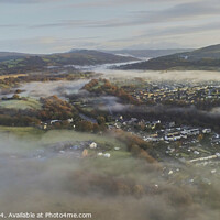 Buy canvas prints of Aerial View over A Fog Filled Ystradgynlais by Terry Brooks